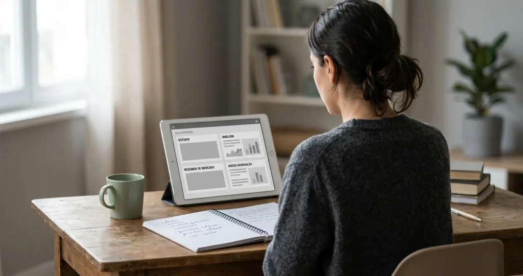 Persona estudiando opciones de apuestas sin riesgo económico en dispositivo digital