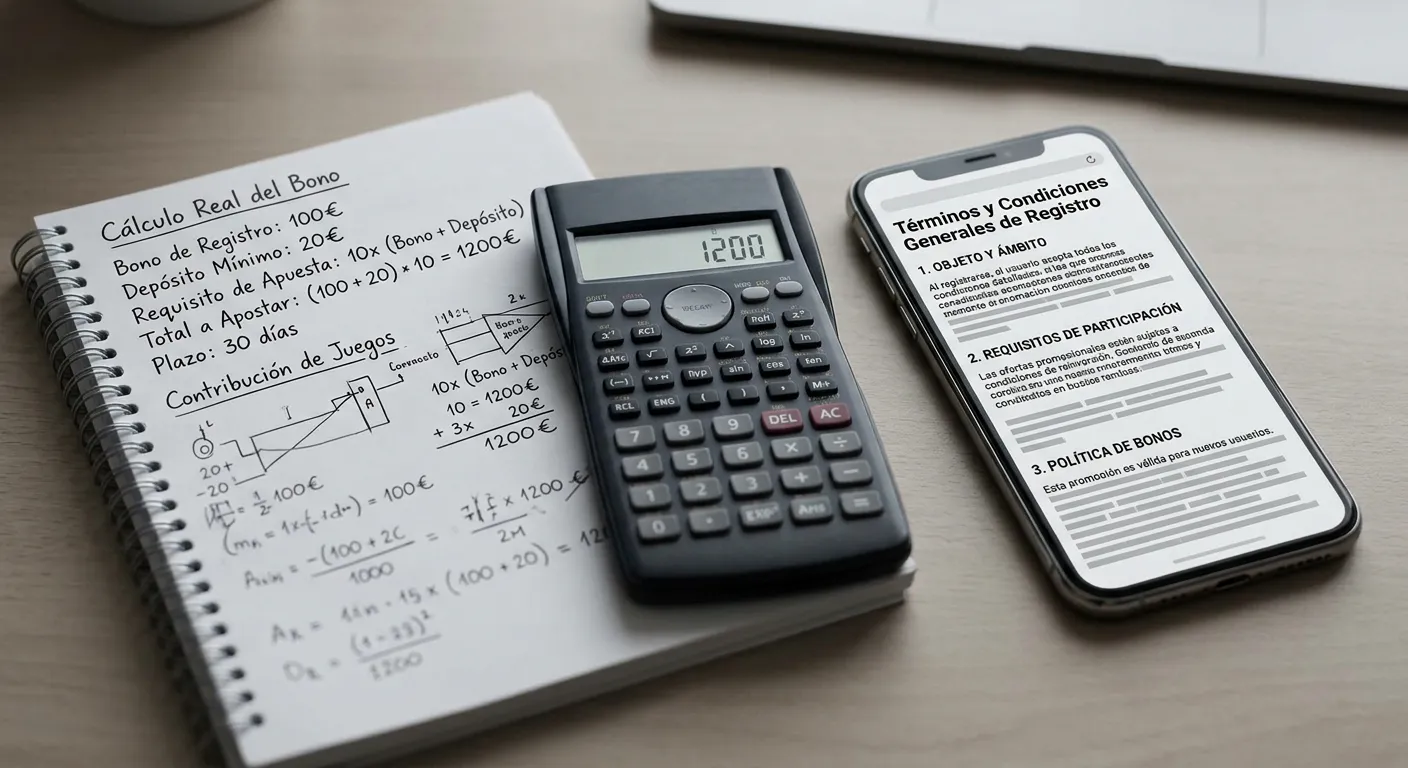 Cálculo de requisitos de rollover y valor real de un bono de registro