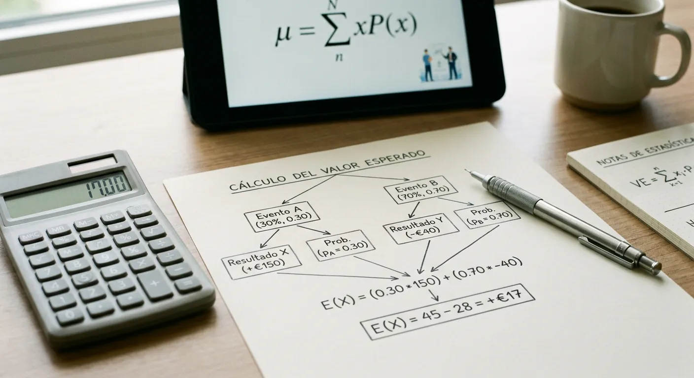Escena conceptual de cálculo financiero con elementos abstractos que ilustran rollover y valor nominal versus real