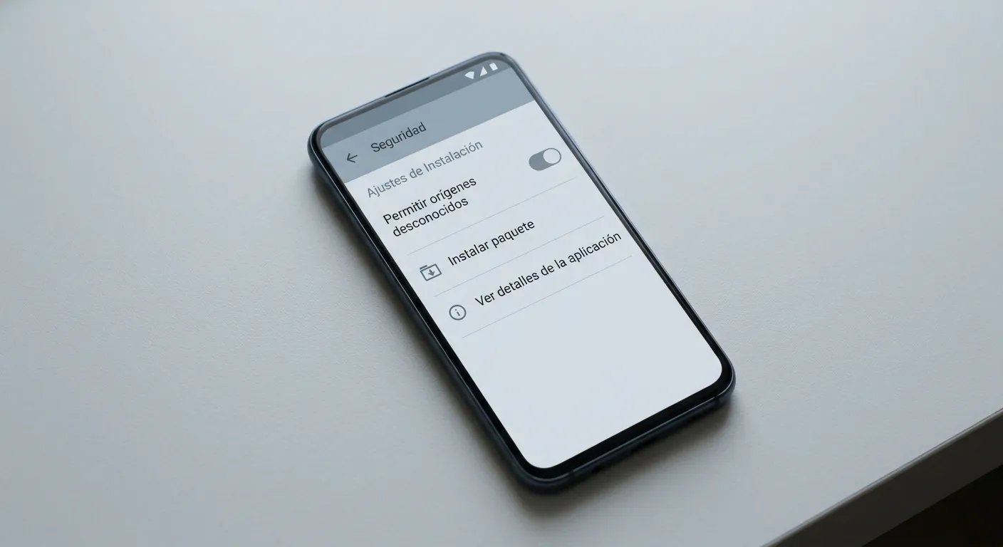 Smartphone Android mostrando opciones de instalación de aplicaciones móviles