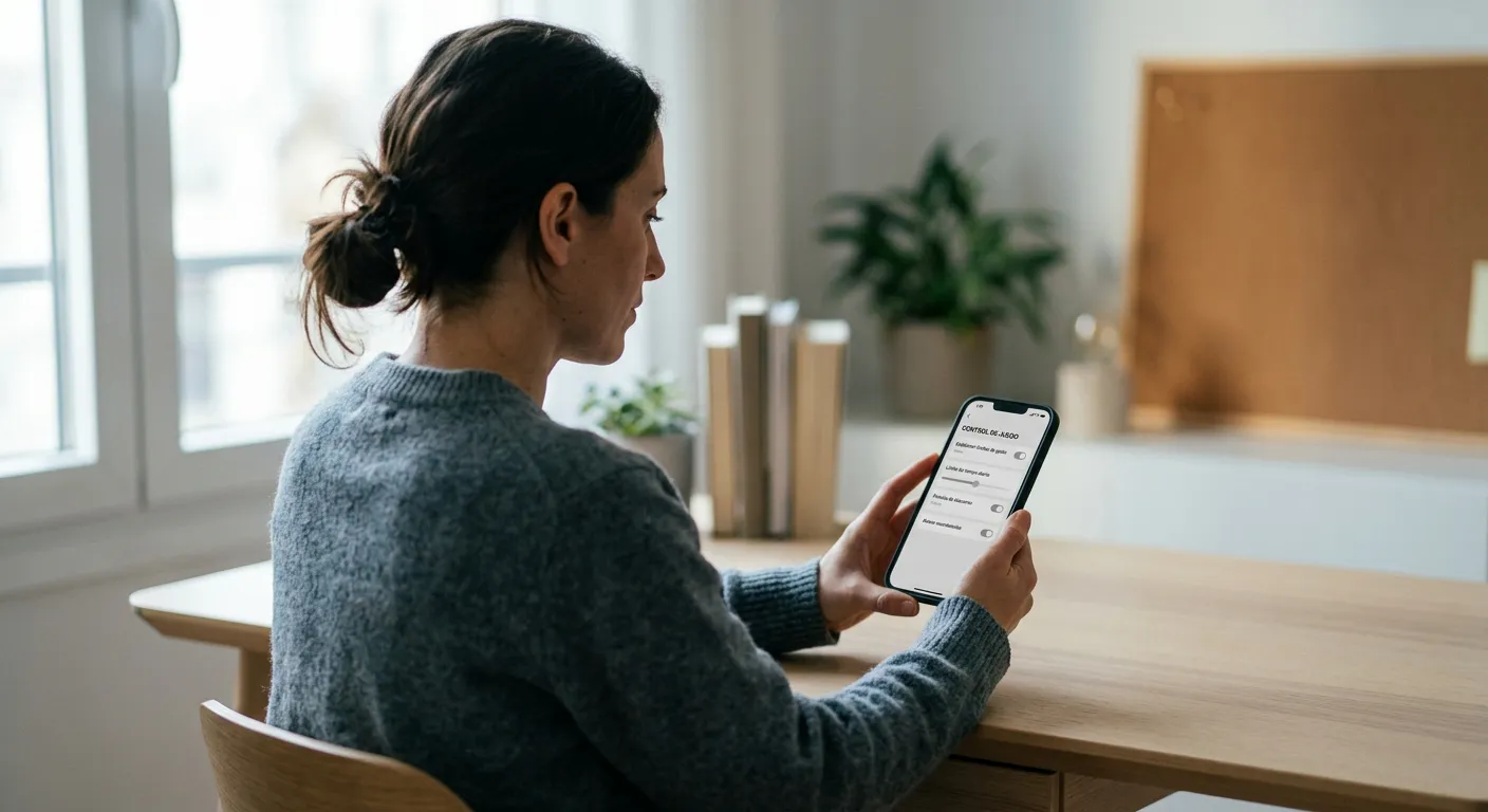 Persona configurando límites de depósito en pantalla de smartphone