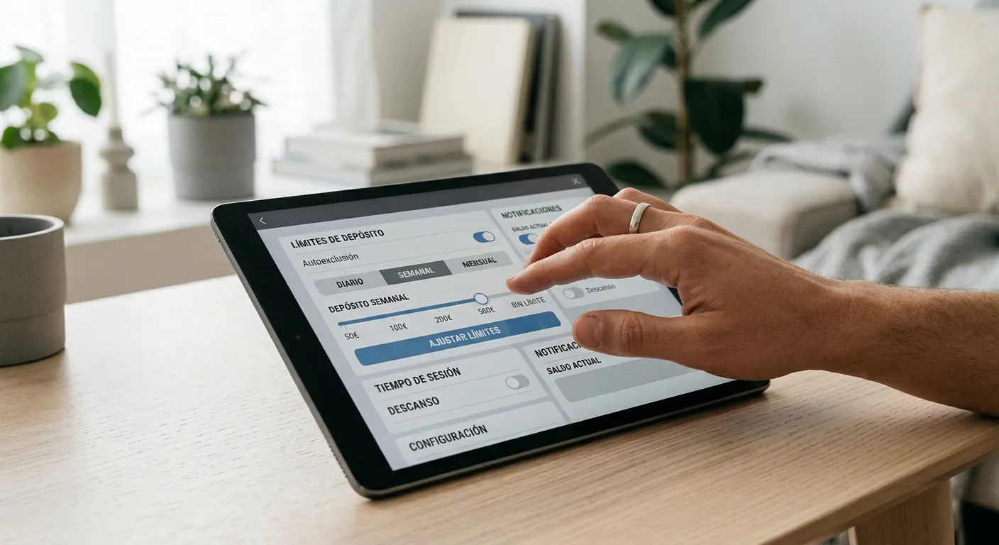 Pantalla de configuración de límites de depósito y autocontrol