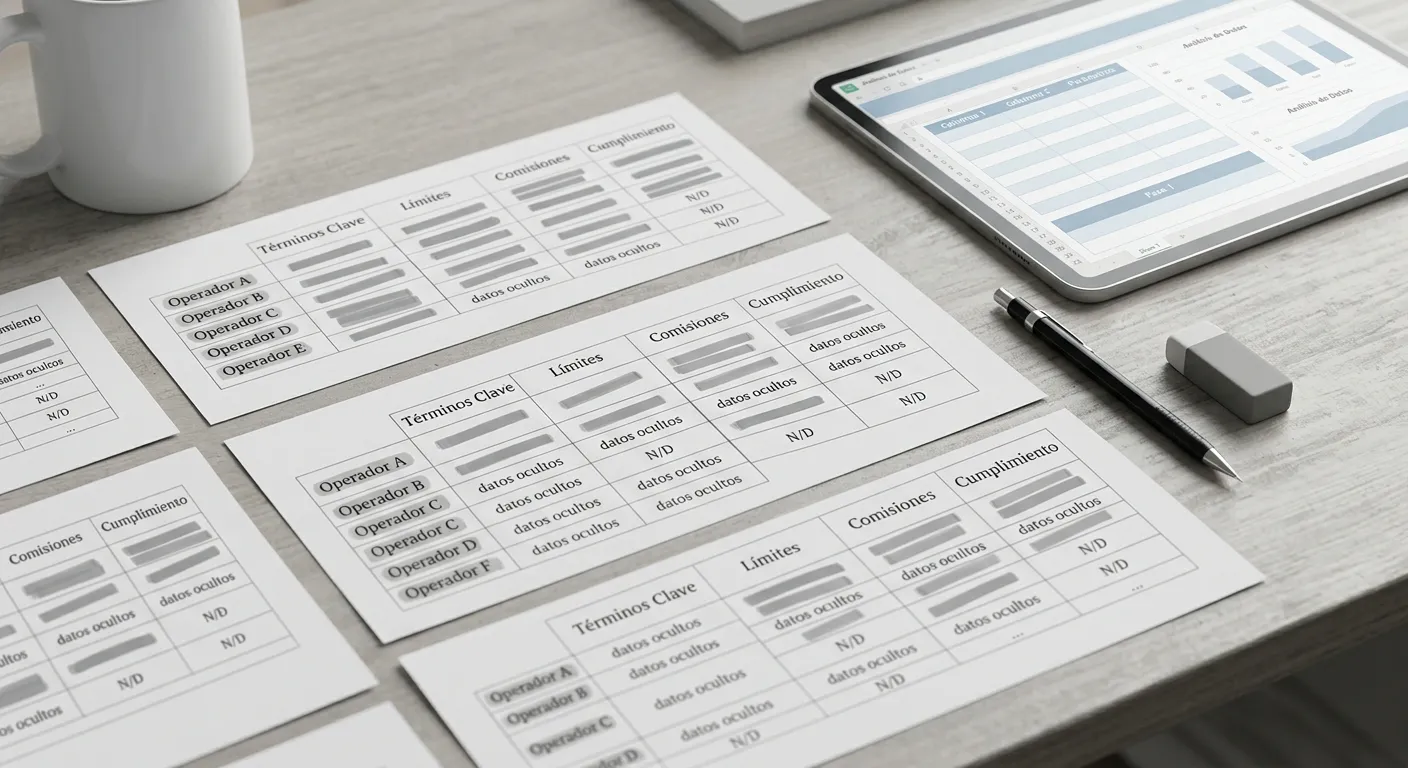 Comparativa visual de operadores legales con método de pago alternativo