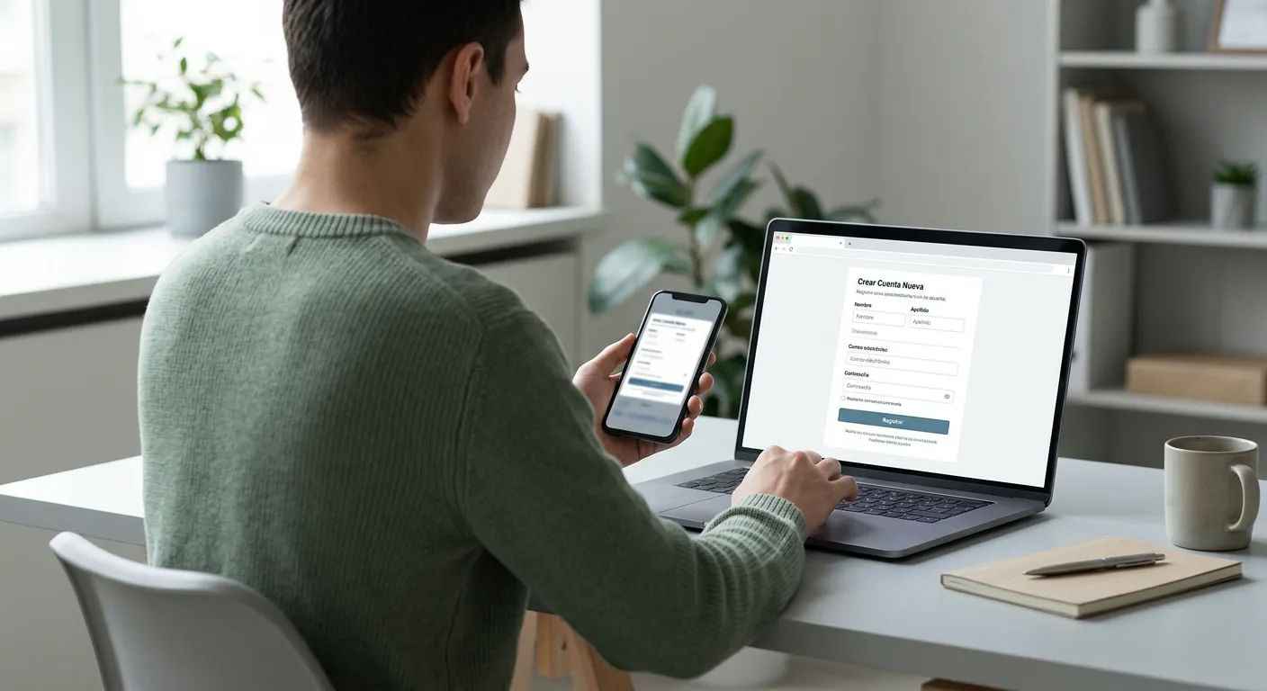 Persona completando formulario de registro en plataforma de pagos digitales