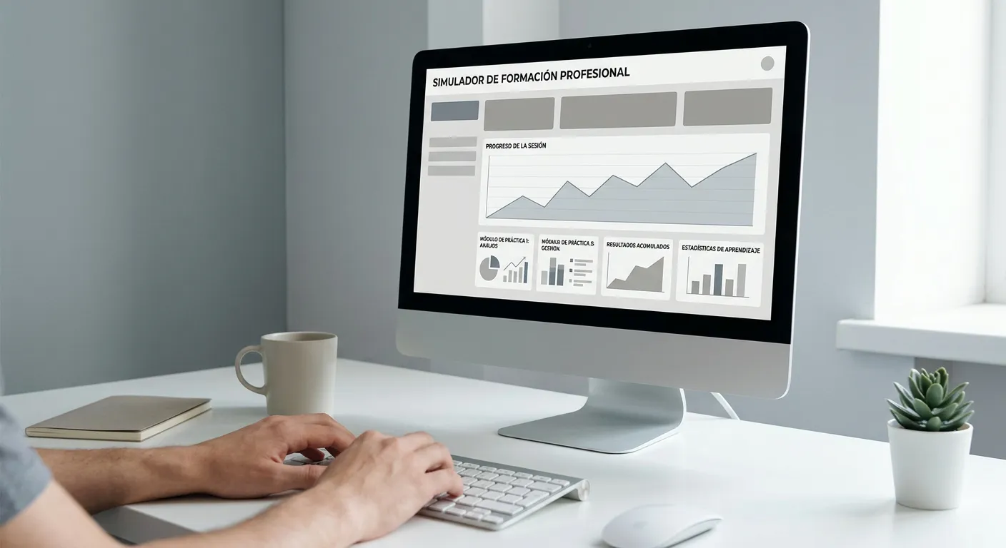 Pantalla de simulador de apuestas para entrenamiento sin compromiso financiero